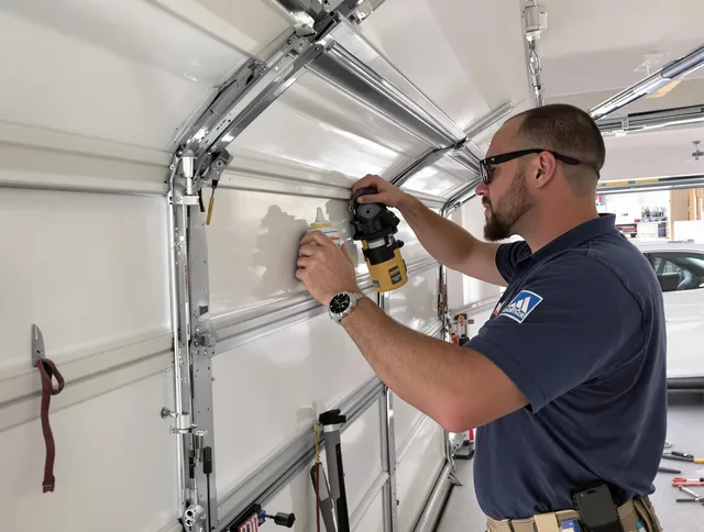 Bell Gardens Garage Door Repair technician quieting a noisy garage door in Bell Gardens