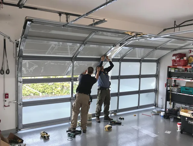 Bell Gardens Garage Door Repair expert performing precise panel replacement on Bell Gardens garage door